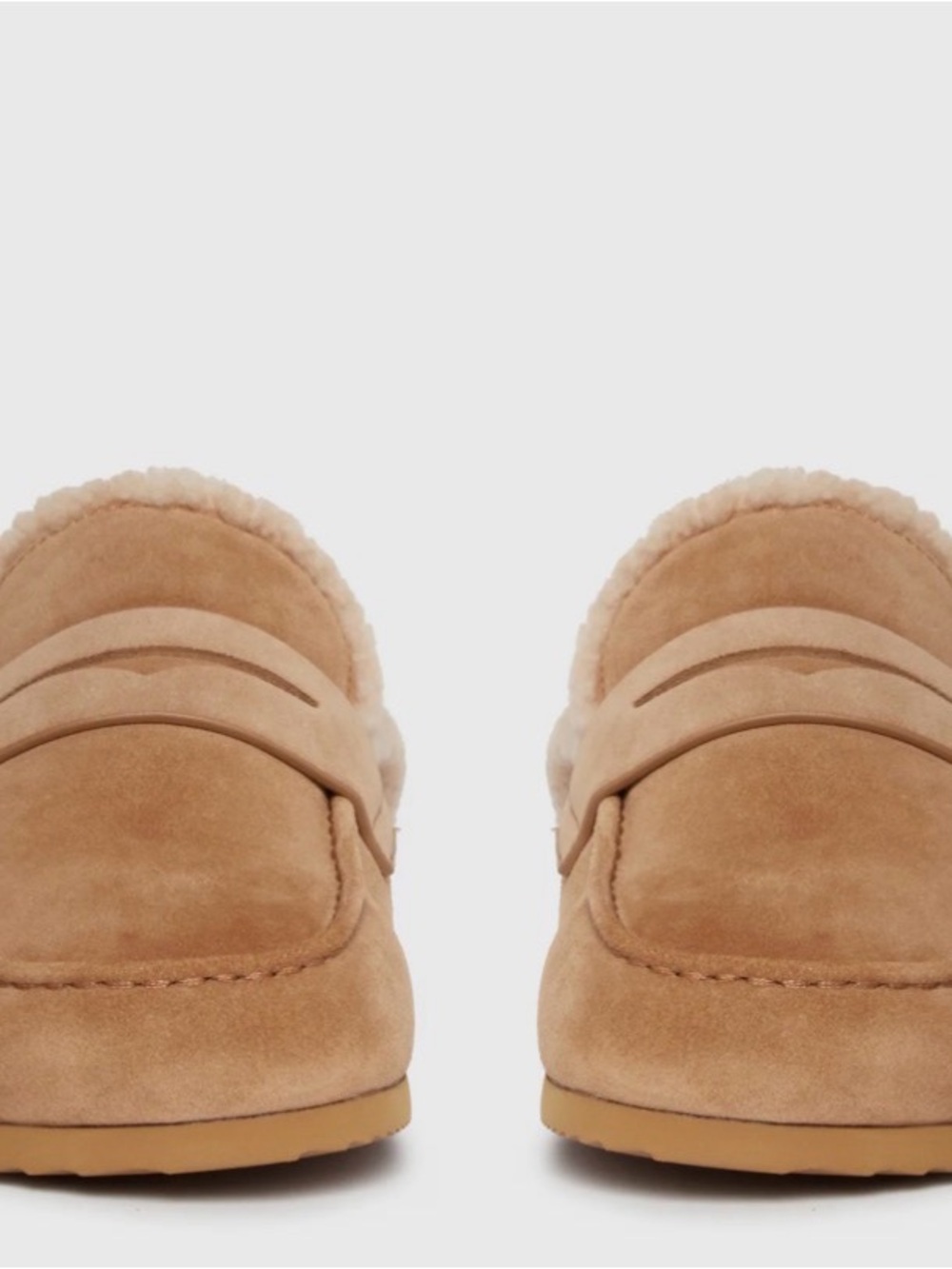 PAIGE Tan Suede Shearling-Lined flat Loafers